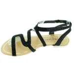 Sandales noires avec brides motif serpent