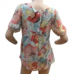 Top imprimé fleuri avec chaînette sur le col