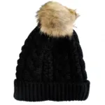 Bonnet avec pompon en fausse fourrure