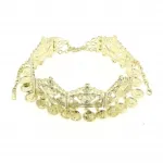 Couronne plaquée or incrustée de strass avec pendeloques