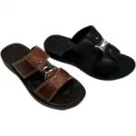 Sandales pour homme en cuir avec brides ornées de métal argenté