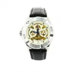 Montre automatique pour homme avec cadran transparent rond