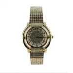 Montre bijou dorée incrustée de strass
