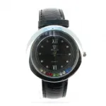 Montre ornée de strass avec bracelet croco
