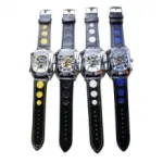 Montre homme avec cadran transparent rectangle