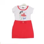 Robe en deux tons avec col volante et motif nœud
