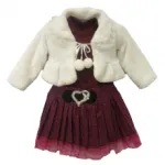 Ensemble robe et veste à dentelle et pompons fille