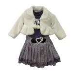 Ensemble robe et veste à dentelle et pompons fille