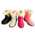Bottines enfants avec fausse fourrure et motif cœur en strass
