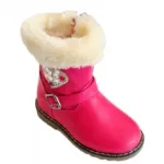 Bottines enfants avec fausse fourrure et motif cœur en strass