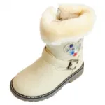 Bottines enfants avec fausse fourrure et motif cœur en strass