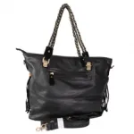 Sac à main à franges et empiècement léopard
