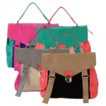 Sac à main forme cartable en trois tons
