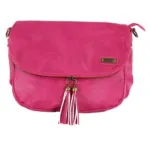 Sac à main avec rabat zippé et pompons