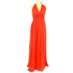 Robe drapée longue avec smocks au dos
