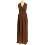Robe drapée longue avec smocks au dos