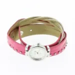 Montre bracelet double tour tressé et clouté