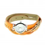 Montre bracelet double tour tressé et clouté
