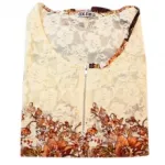 Top fashion fleuri avec empiècement dentelle