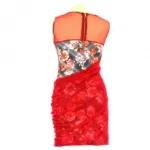 Robe droite imprimée avec empiècement en voile