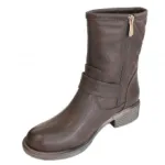 Bottines femme avec bride bouclées et double zip
