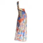 Robe d’été imprimée fantaisie avec épaule romaine