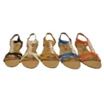 Sandales enjolivées de motifs dorés à strass