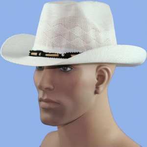 chapeau cowboy en toile blanc
