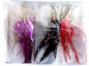 LOT 24 PAIRES BOUCLES D OREILLES PLUMES BOP10