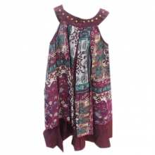 Robe fille imprimée fleurie avec col clouté