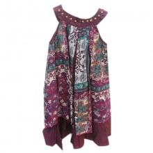 Robe fille imprimée fleurie avec col clouté