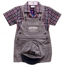 Magnifique ensemble salopette et chemise avec casquette pour bébé garçon