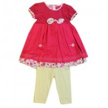 Ensemble deux pièces à rayures et motif fleuri pour bébé fille