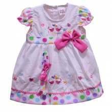 Ensemble robe avec motif brodé sur la poitrine et bandeau pour bébé fille