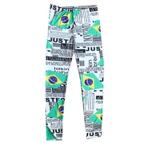 Leggins imprimées journal et drapeau brésilien