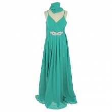 Robe de soirée drapée longue cache-cœur