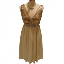 Robe de soirée pailletée avec foulard assortie