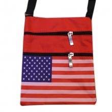 Sac bandoulière vertical multipoche avec motif drapeau américain