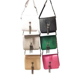 Sac à bandoulière besace reptile avec breloques