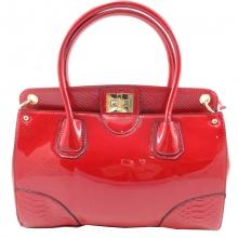 Sac à main verni avec empiècement reptile