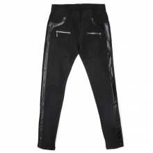 Pantalon slim avec poches zippées et empiècement cuir