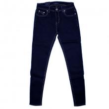 Jeans slim bleu foncé avec motif strié