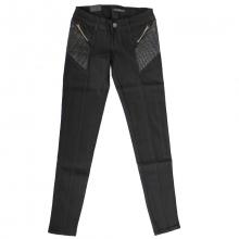 Pantalon noir orné de tissu strié