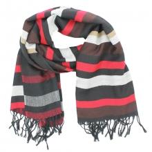 Écharpe à rayures multicolores bordée de franges