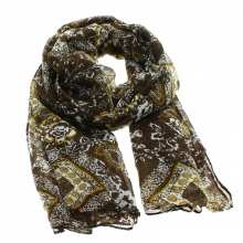 Écharpe imprimée fleurie et losanges