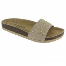 Sandales orthopédiques beiges parées de strass