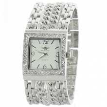 Montre femme avec cadran carré et lunette incrusté de strass