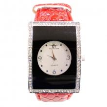 Montre-bracelet rectangulaire pour femme ornée de strass
