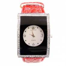 Montre-bracelet rectangulaire pour femme ornée de strass
