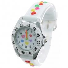 Montre analogique imprimée de cœurs multicolores